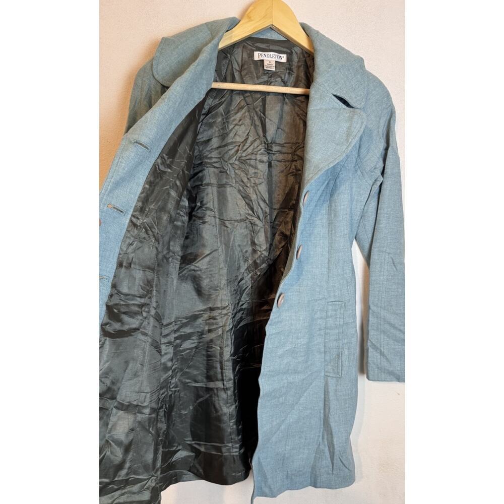 Pendleton Women’s Longline Virgin Wool Light Blue Pea Coat Single Breasted SZ 4 - Picture 3 of 7